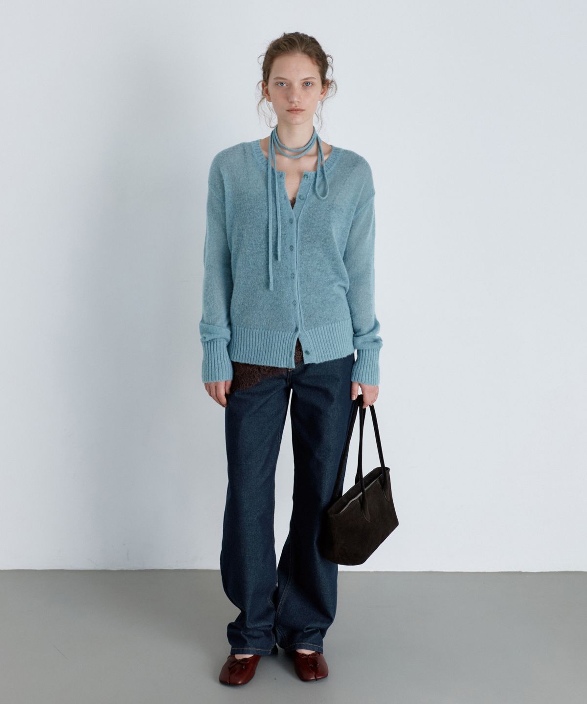유라고(URAGO) Alpaca wool blend cardigan_Mint