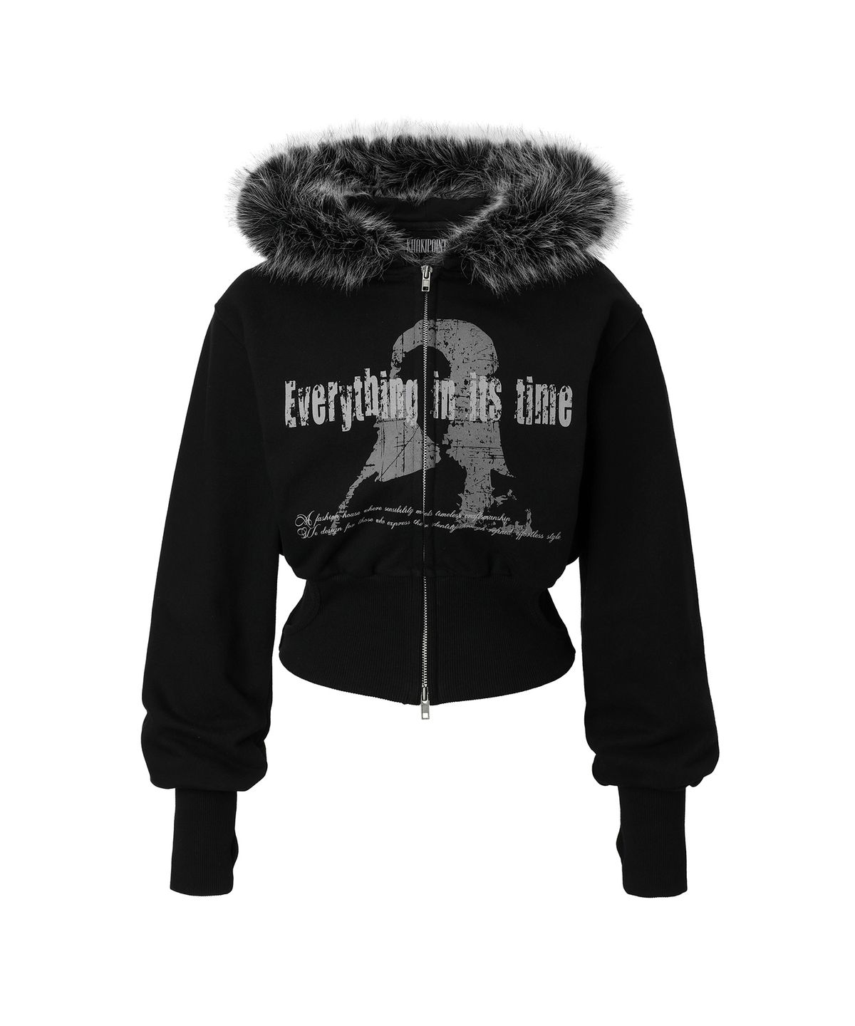 카키포인트(KHAKIPOINT) Static Fur Hood Zip-up (black)