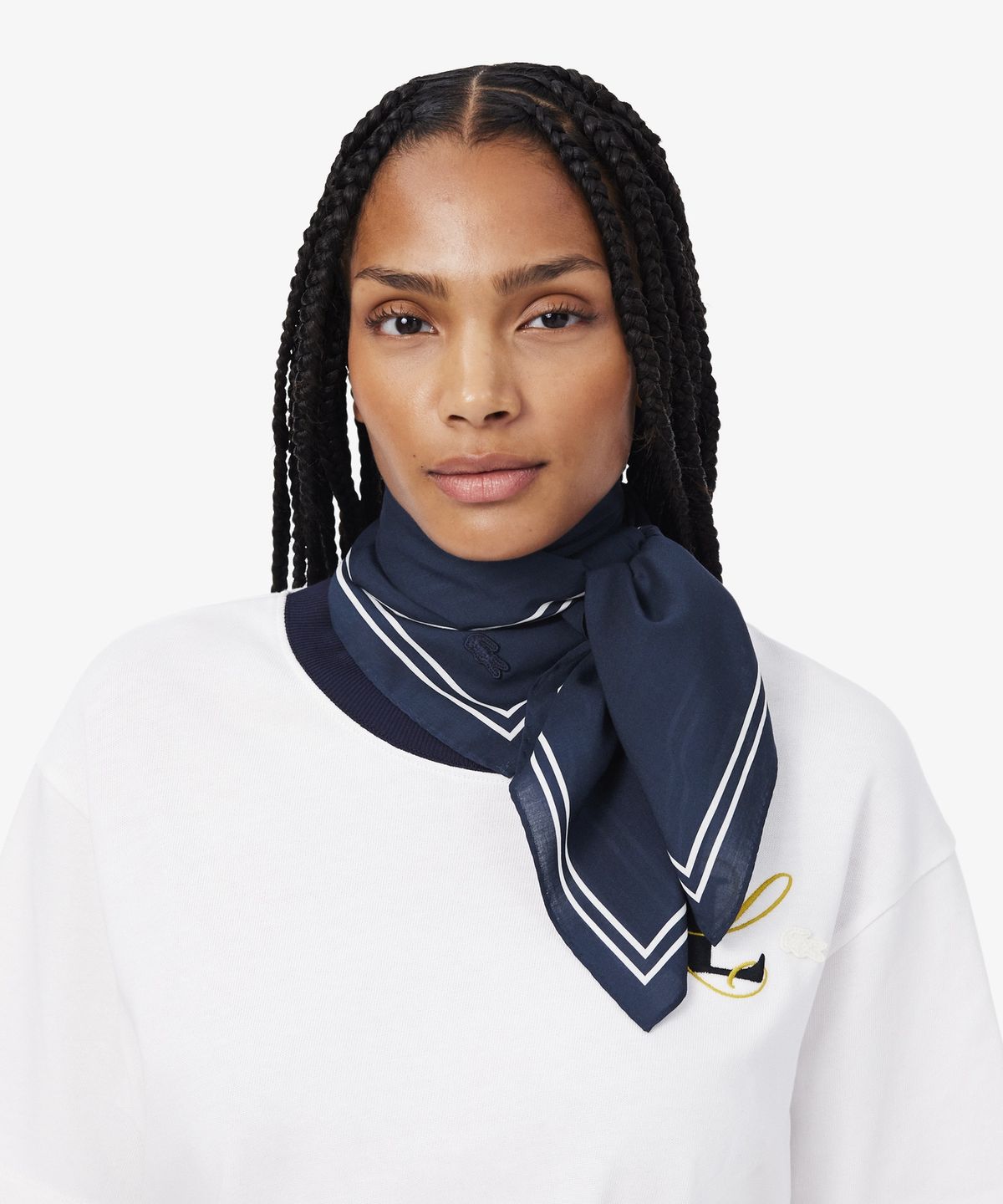 라코스테(LACOSTE) 여성 더블 L 프린트 레이온 스카프 RE8850-56N WUU