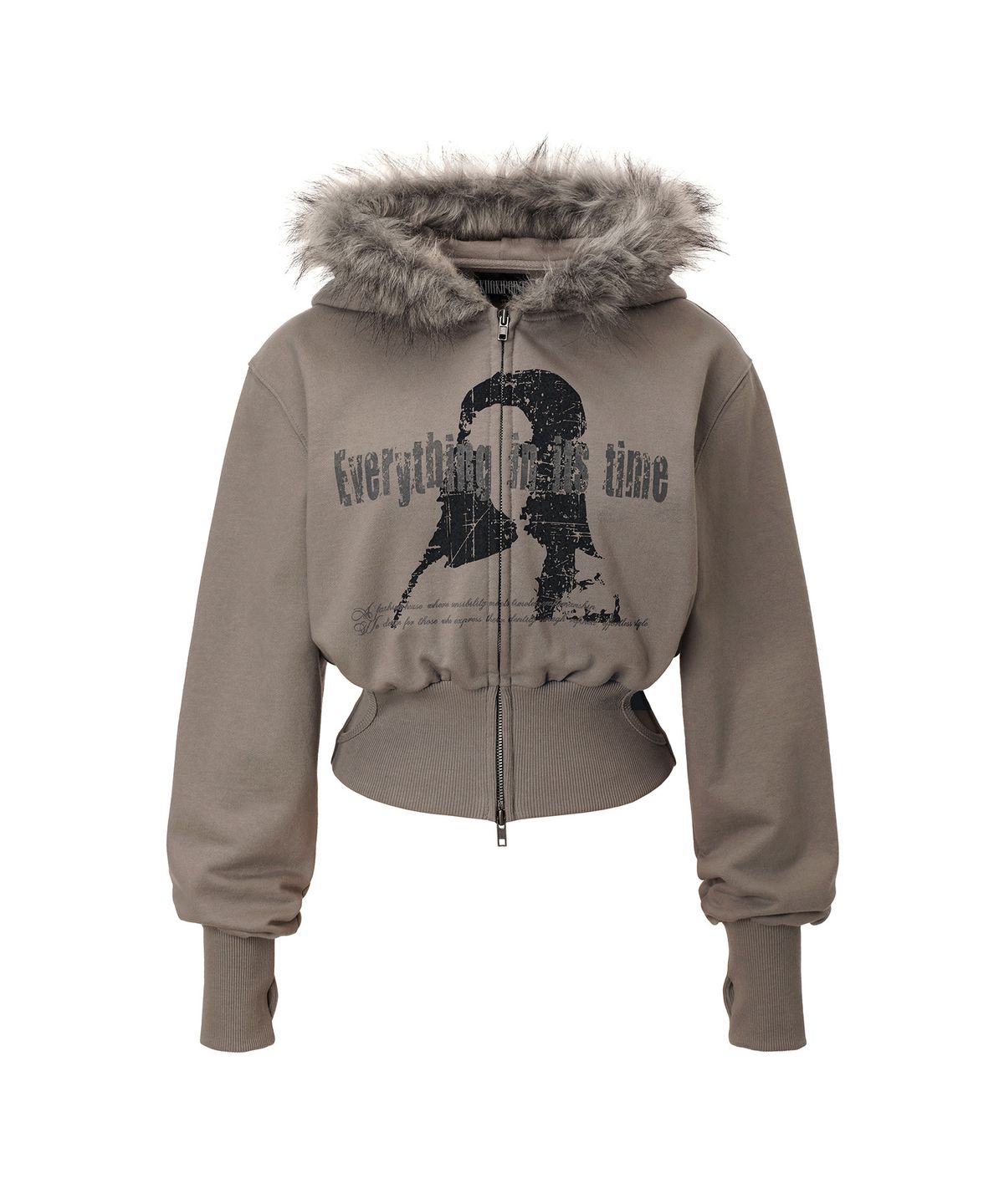 카키포인트(KHAKIPOINT) Static Fur Hood Zip-up (khaki gray)