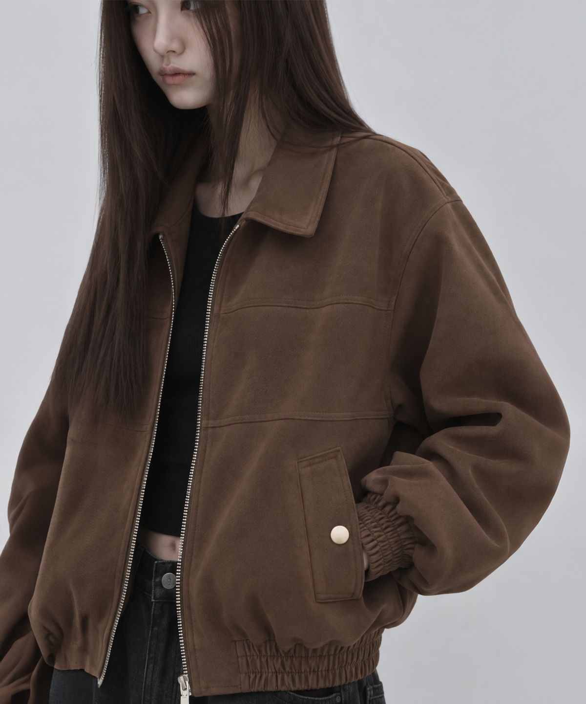 페이더먼트(FADERMENT) 스웨이드 집업 자켓(블랙)