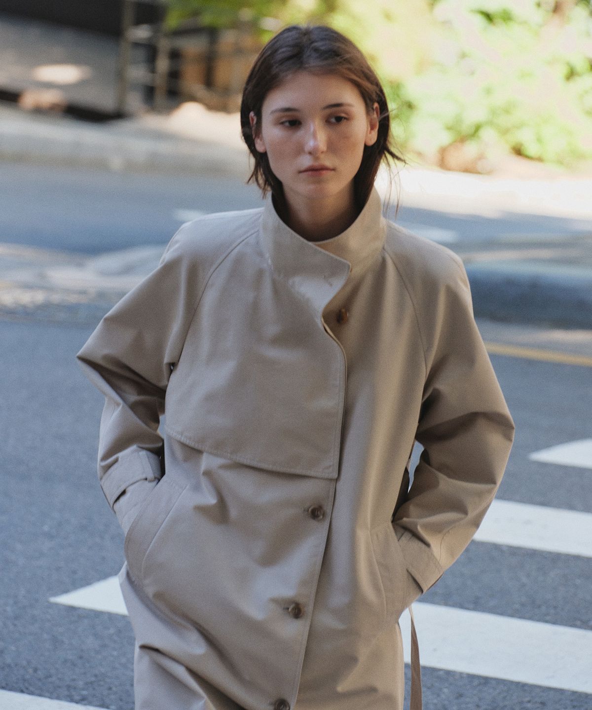 올리브 데 올리브(OLIVE DES OLIVE) 하이넥 롱트렌치코트 OW6AR9000