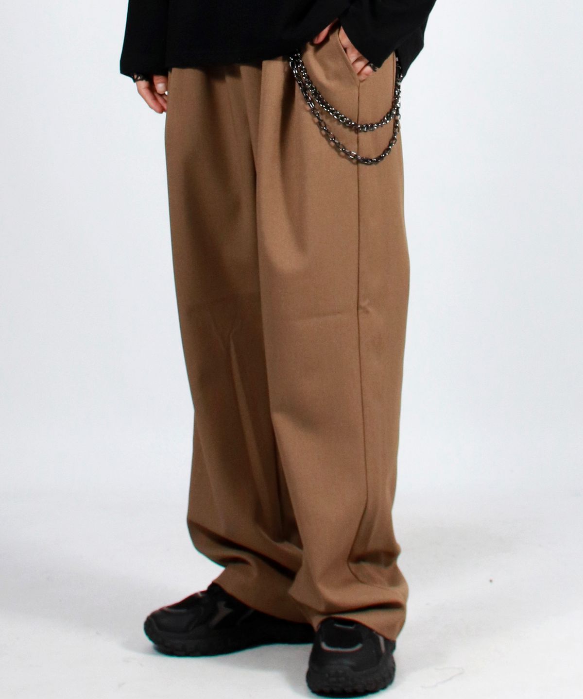 드마크(DEMARC) M solid straight-fit semi-wide pants - Camel