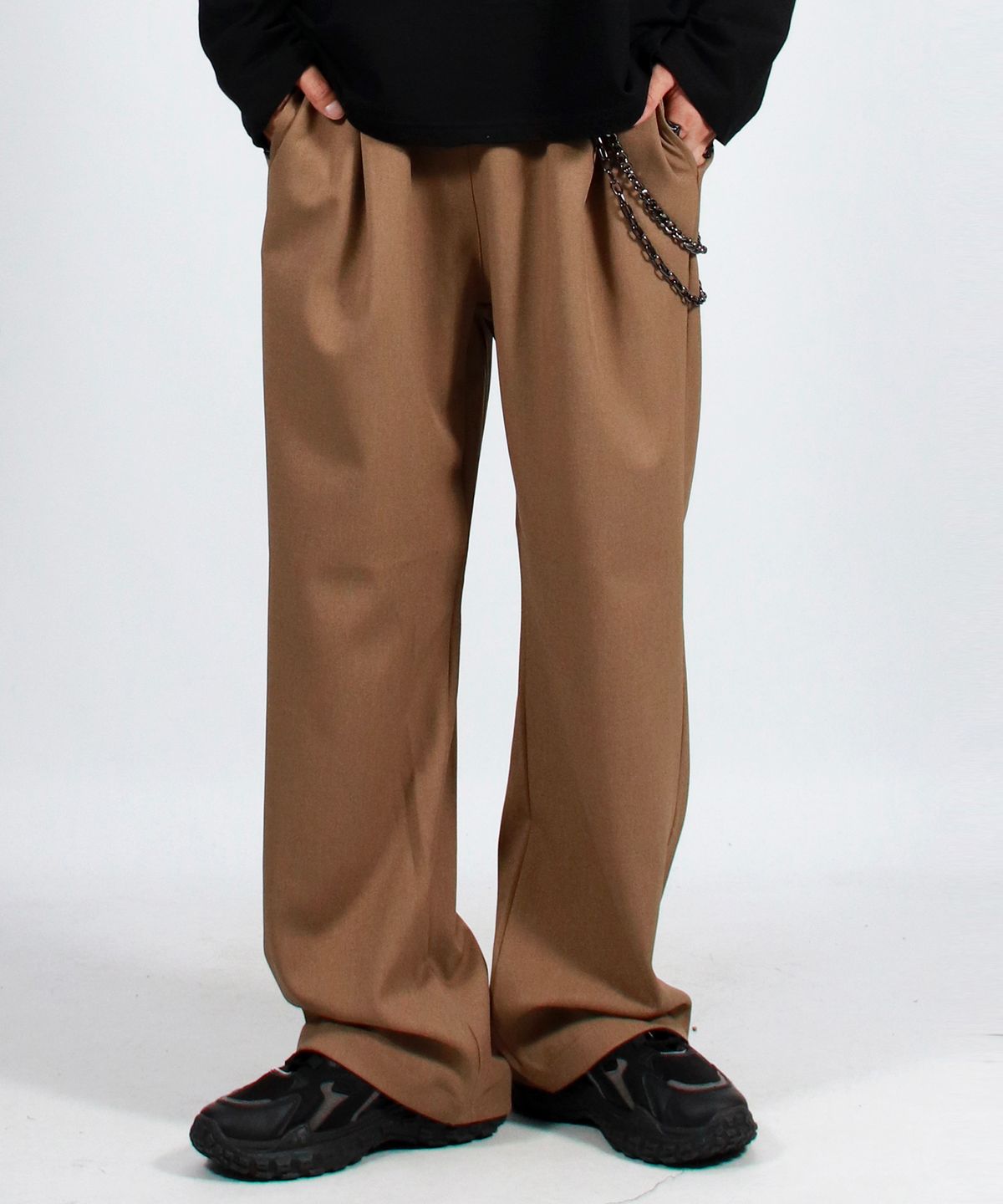 드마크(DEMARC) M solid straight-fit semi-wide pants - Camel