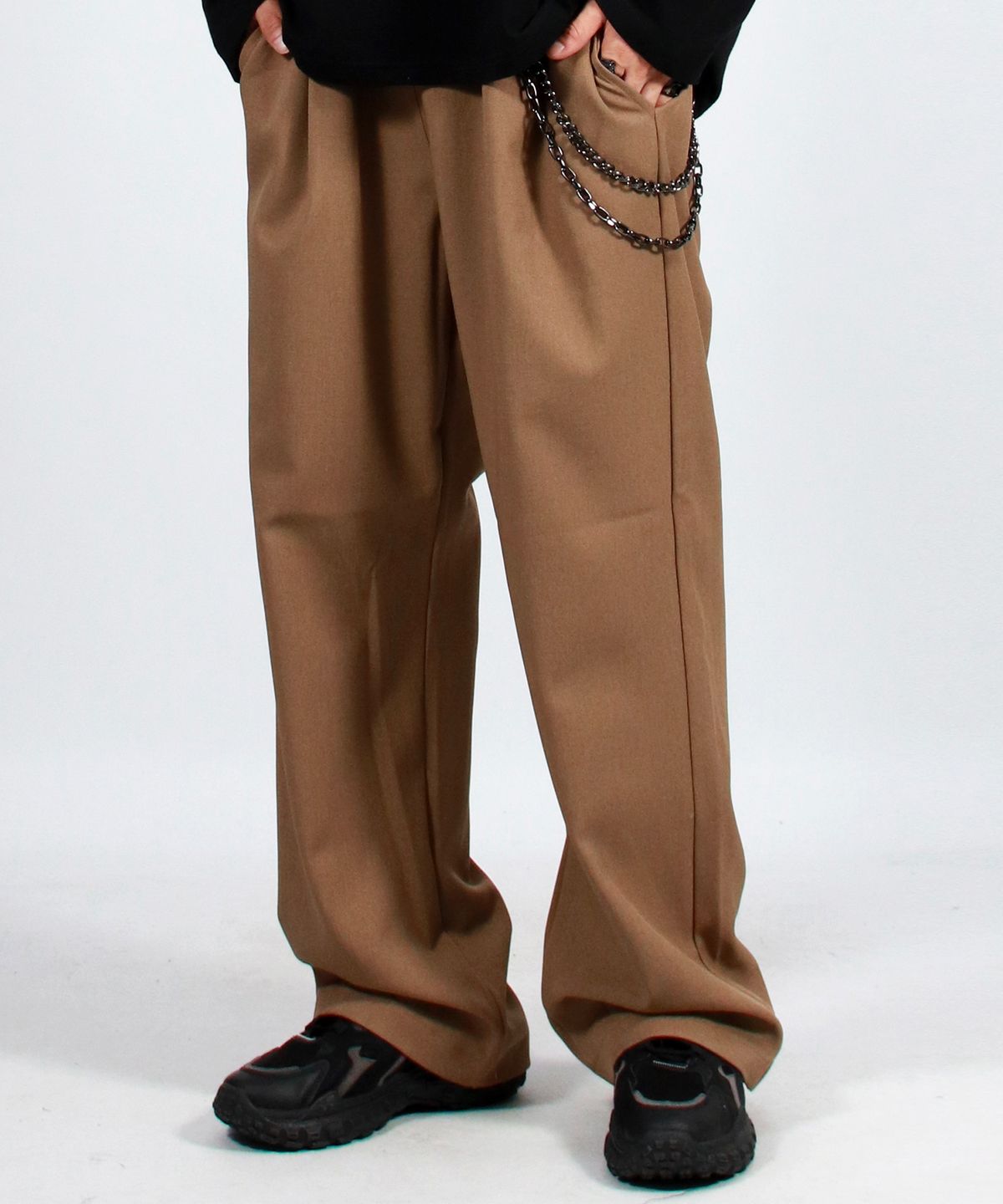 드마크(DEMARC) M solid straight-fit semi-wide pants - Camel