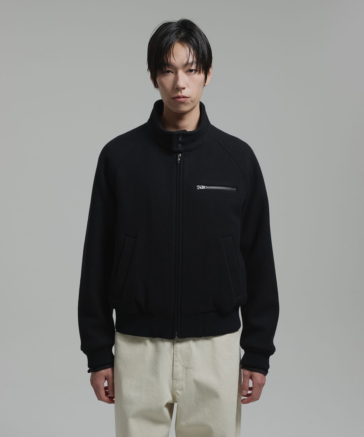넌블랭크(NONBLANK) [무료반품][넌블랭크X패션플래닛] 울 블렌드 해링턴 블루종_BLACK
