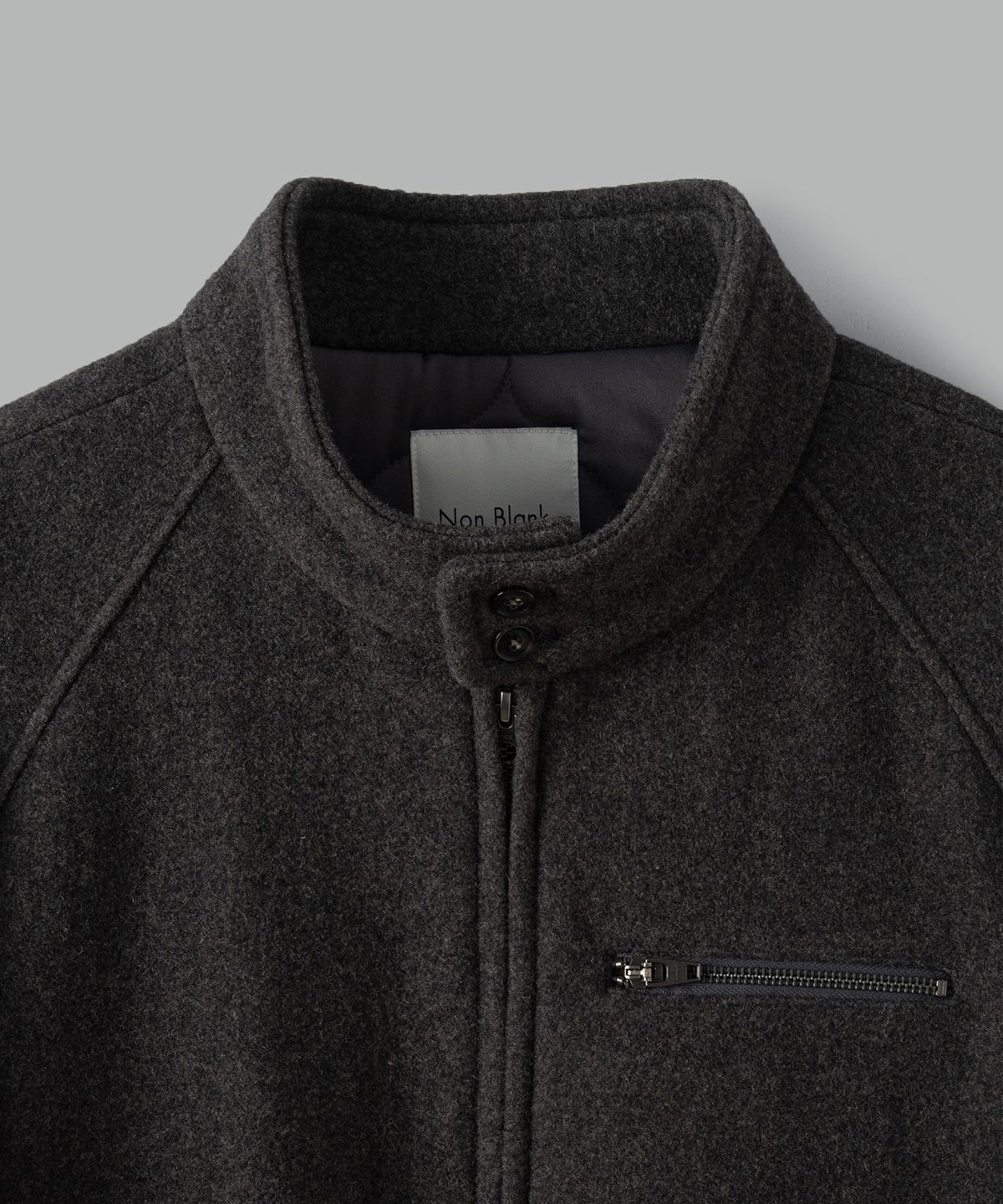 넌블랭크(NONBLANK) [무료반품][넌블랭크X패션플래닛] 울 블렌드 해링턴 블루종_CHARCOAL