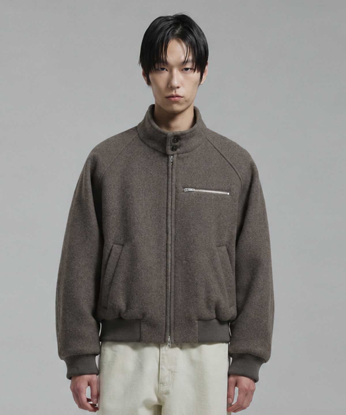 넌블랭크(NONBLANK) [무료반품][넌블랭크X패션플래닛] 울 블렌드 해링턴 블루종_TAUPE
