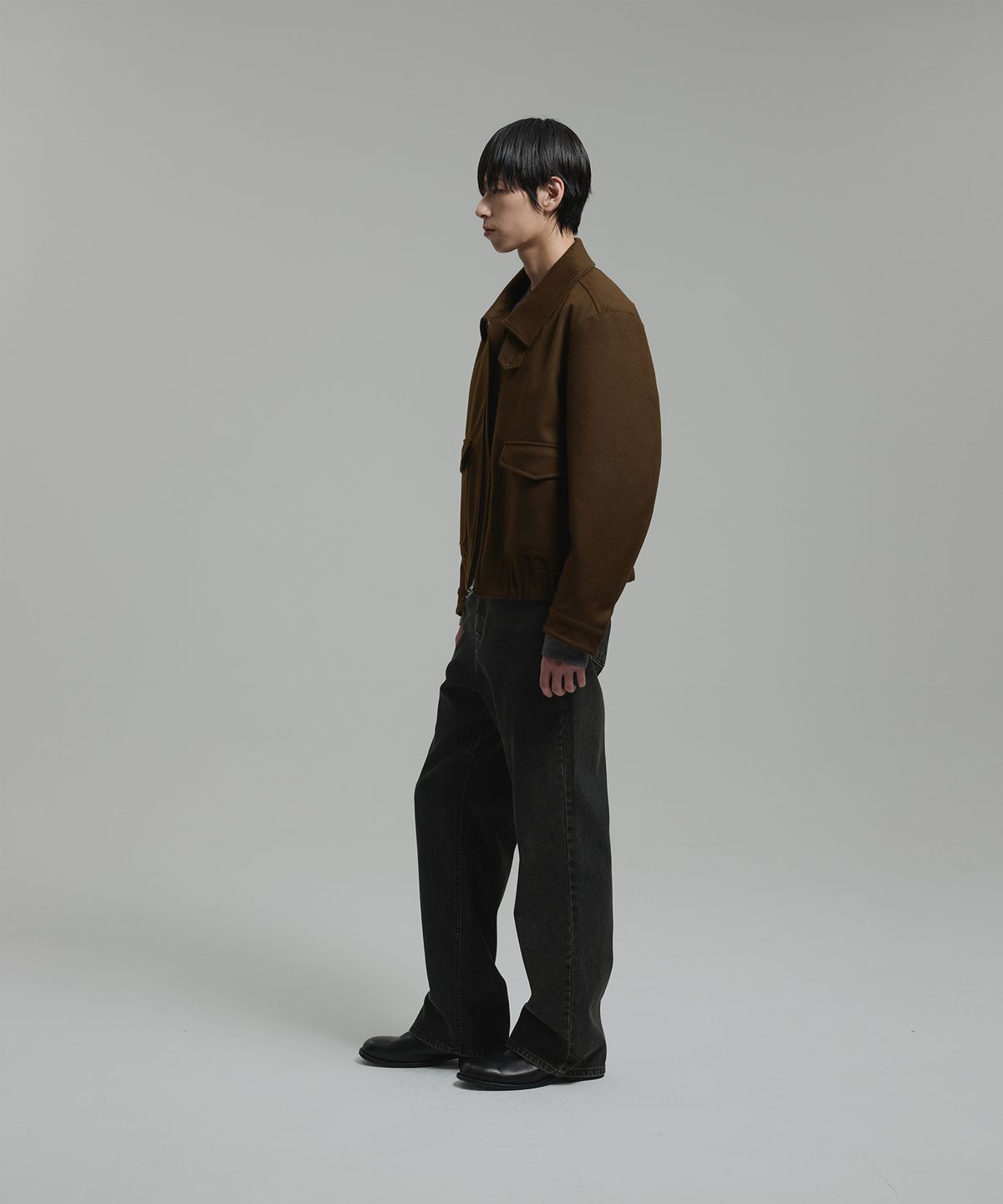 넌블랭크(NONBLANK) [넌블랭크x삭형] 캐시미어 블렌드 블루종_BROWN