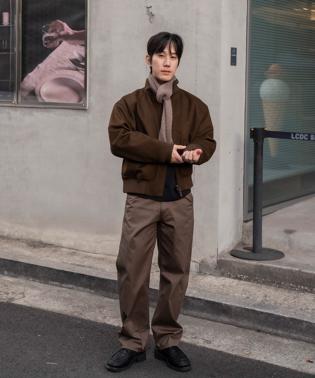 넌블랭크(NONBLANK) [넌블랭크x삭형] 캐시미어 블렌드 블루종_BROWN