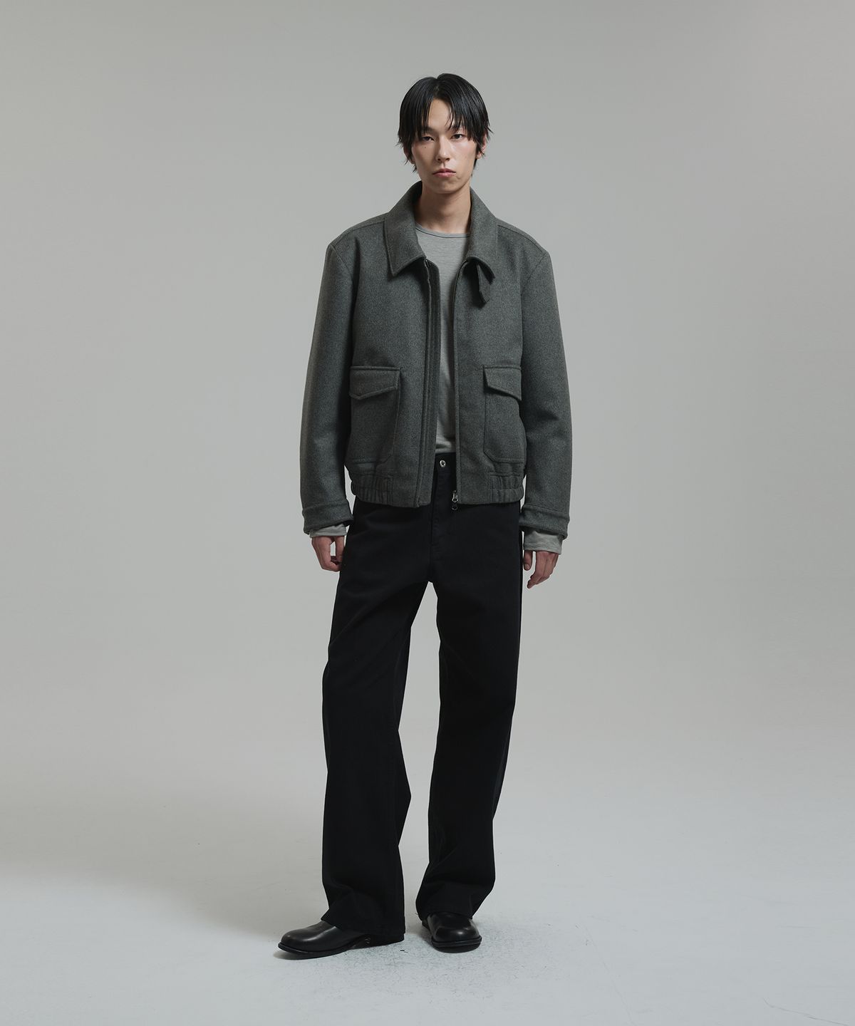 넌블랭크(NONBLANK) [넌블랭크x삭형] 캐시미어 블렌드 블루종_MELANGE GREY