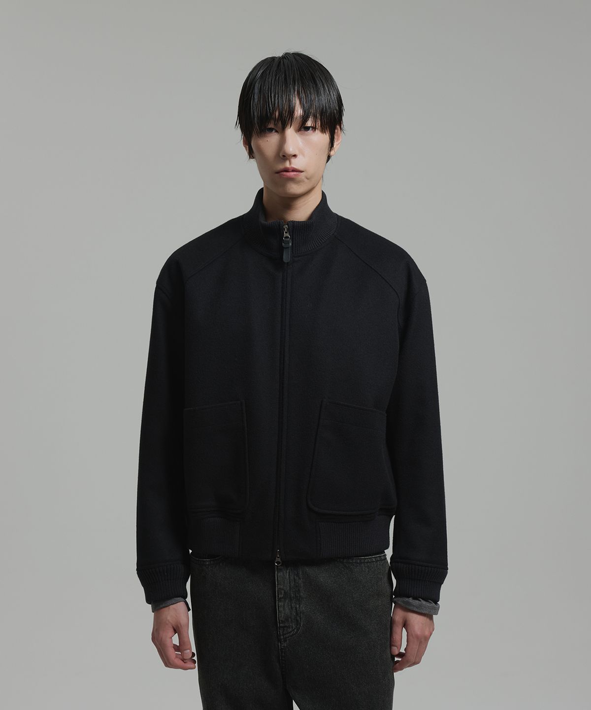 넌블랭크(NONBLANK) [넌블랭크X삭형]캐시미어 블렌드 탱커 자켓_BLACK