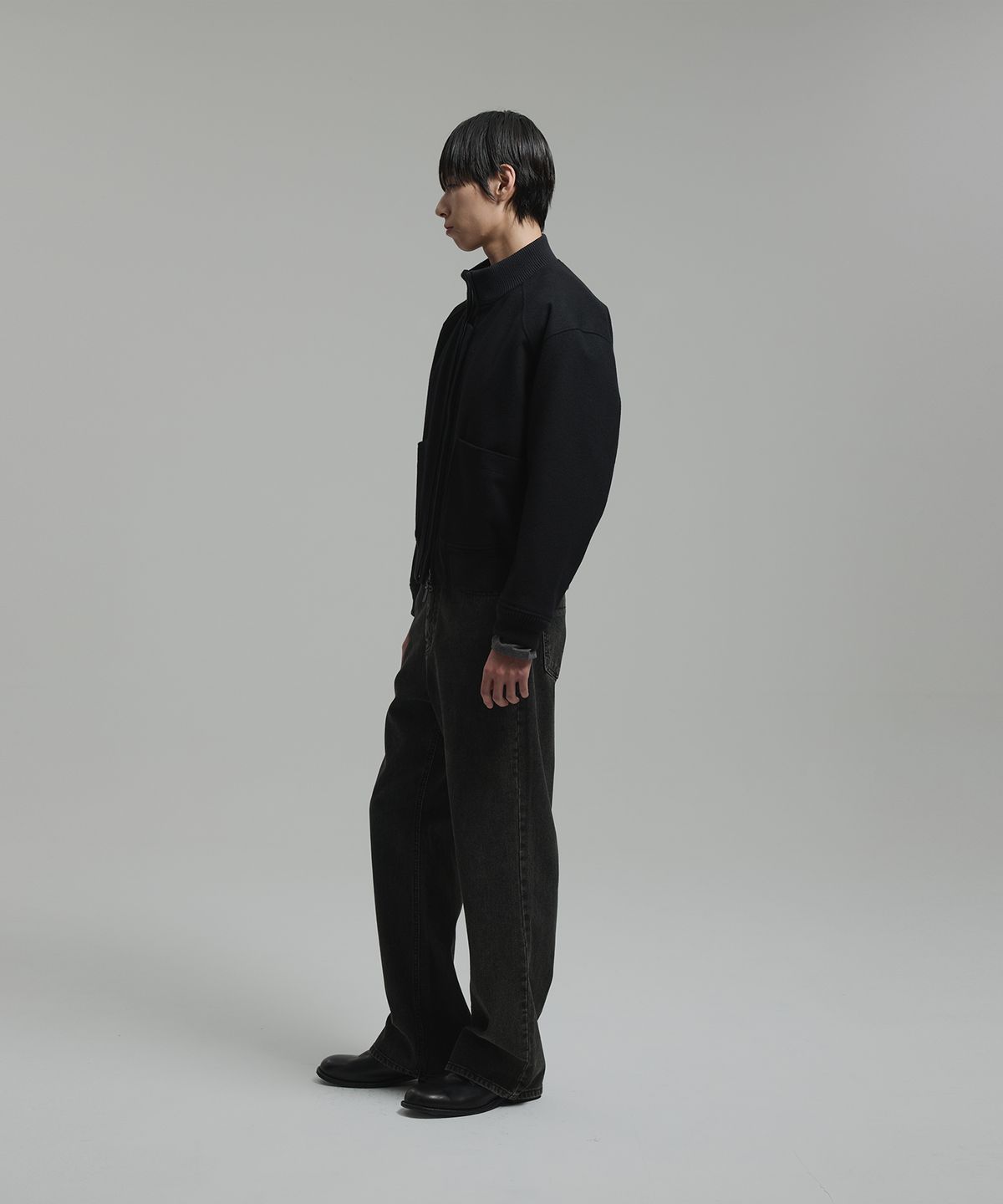 넌블랭크(NONBLANK) [넌블랭크X삭형]캐시미어 블렌드 탱커 자켓_BLACK