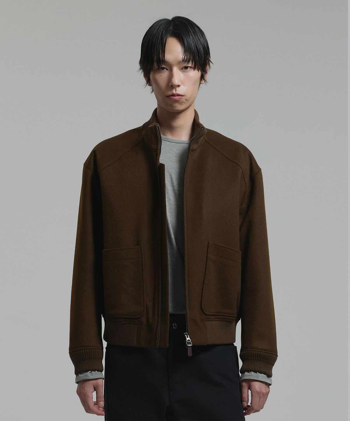 넌블랭크(NONBLANK) [넌블랭크X삭형]캐시미어 블렌드 탱커 자켓_BROWN