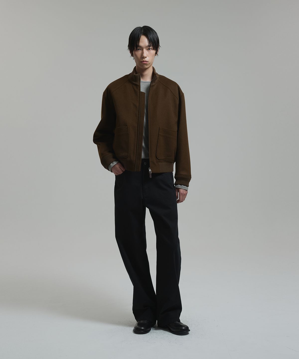 넌블랭크(NONBLANK) [넌블랭크X삭형]캐시미어 블렌드 탱커 자켓_BROWN