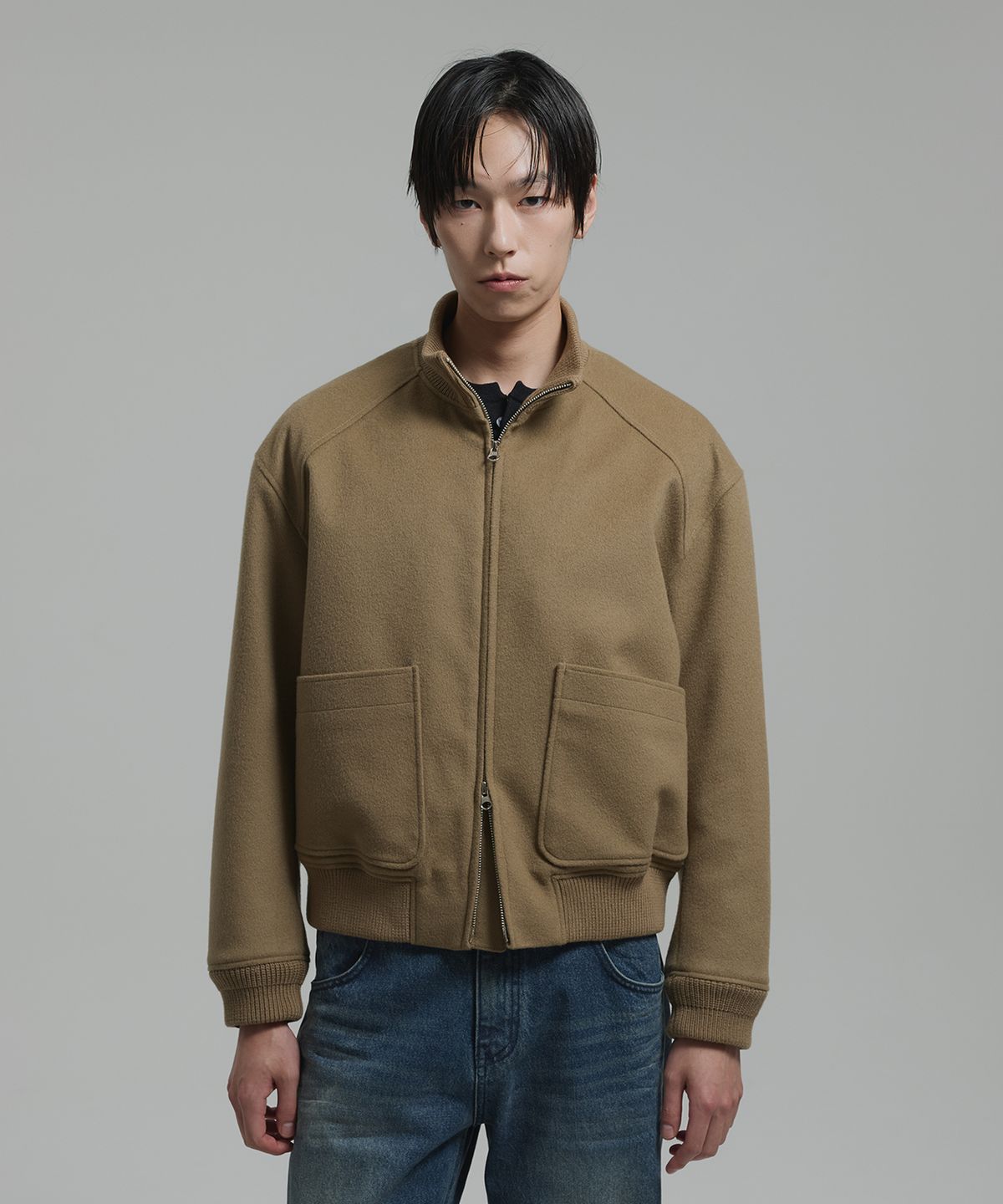 넌블랭크(NONBLANK) [넌블랭크X삭형]캐시미어 블렌드 탱커 자켓_BEIGE