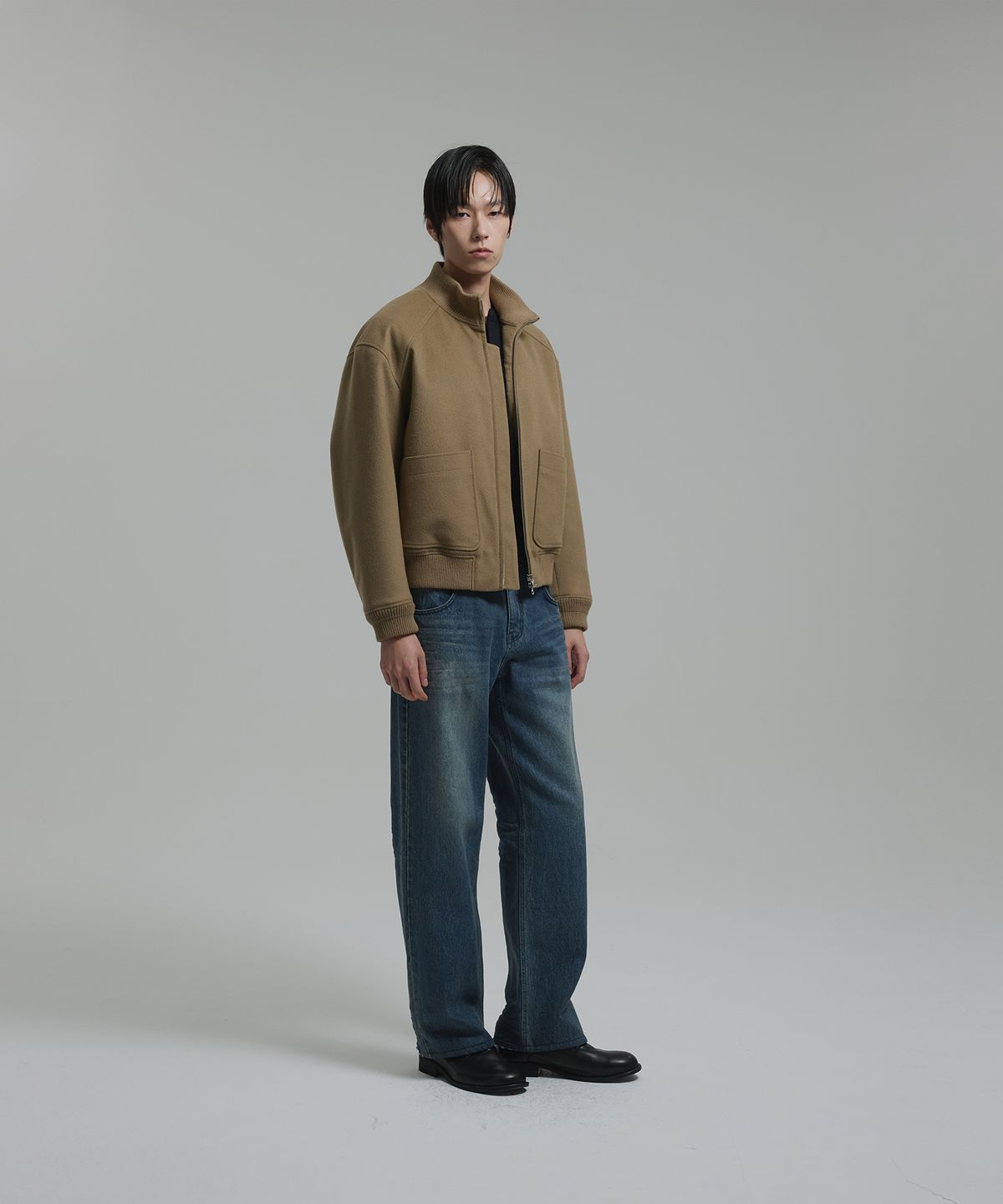 넌블랭크(NONBLANK) [넌블랭크X삭형]캐시미어 블렌드 탱커 자켓_BEIGE