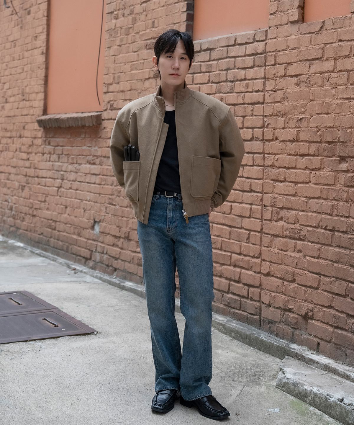 넌블랭크(NONBLANK) [넌블랭크X삭형]캐시미어 블렌드 탱커 자켓_BEIGE
