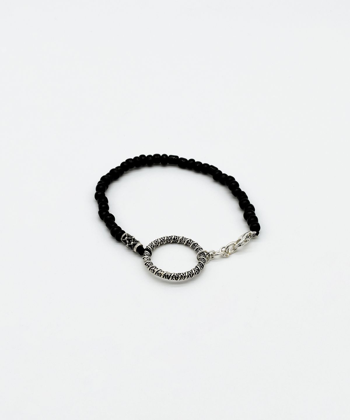 하카블랙스(HAKKABLACKS) Black Stone #13B 블랙 비드 실버 서클 팔찌
