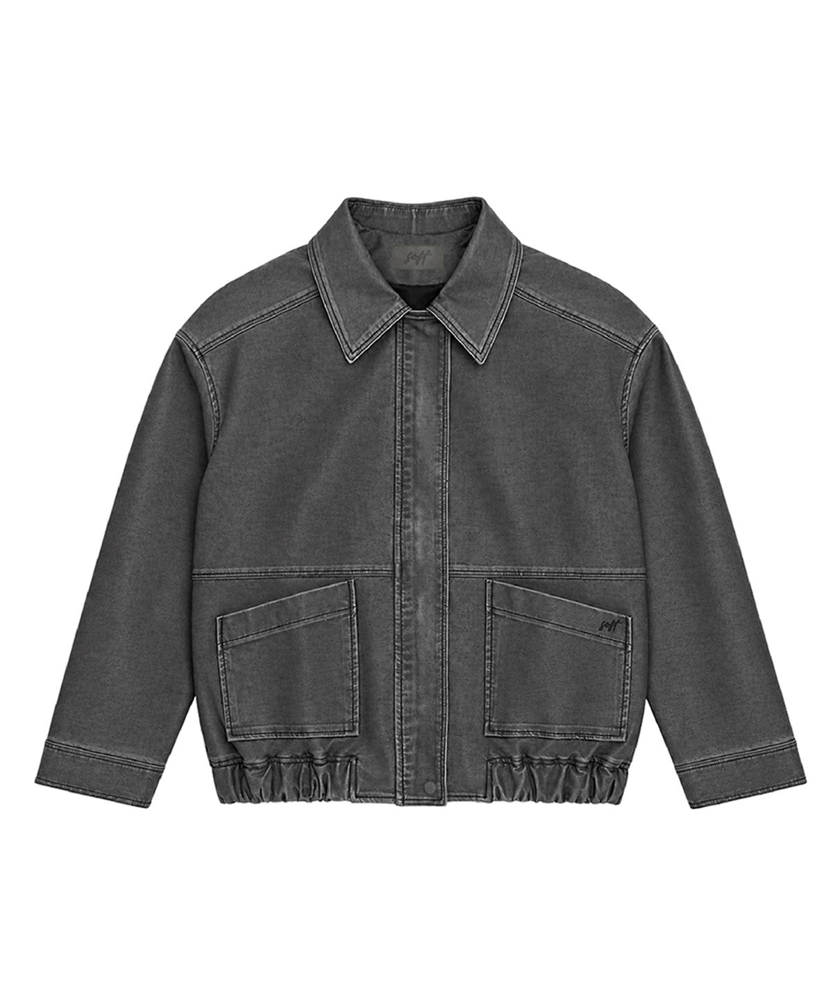 소프트서울(SOFT SEOUL) WASHED LEATHER BLOUSON JACKET_CHARCOAL