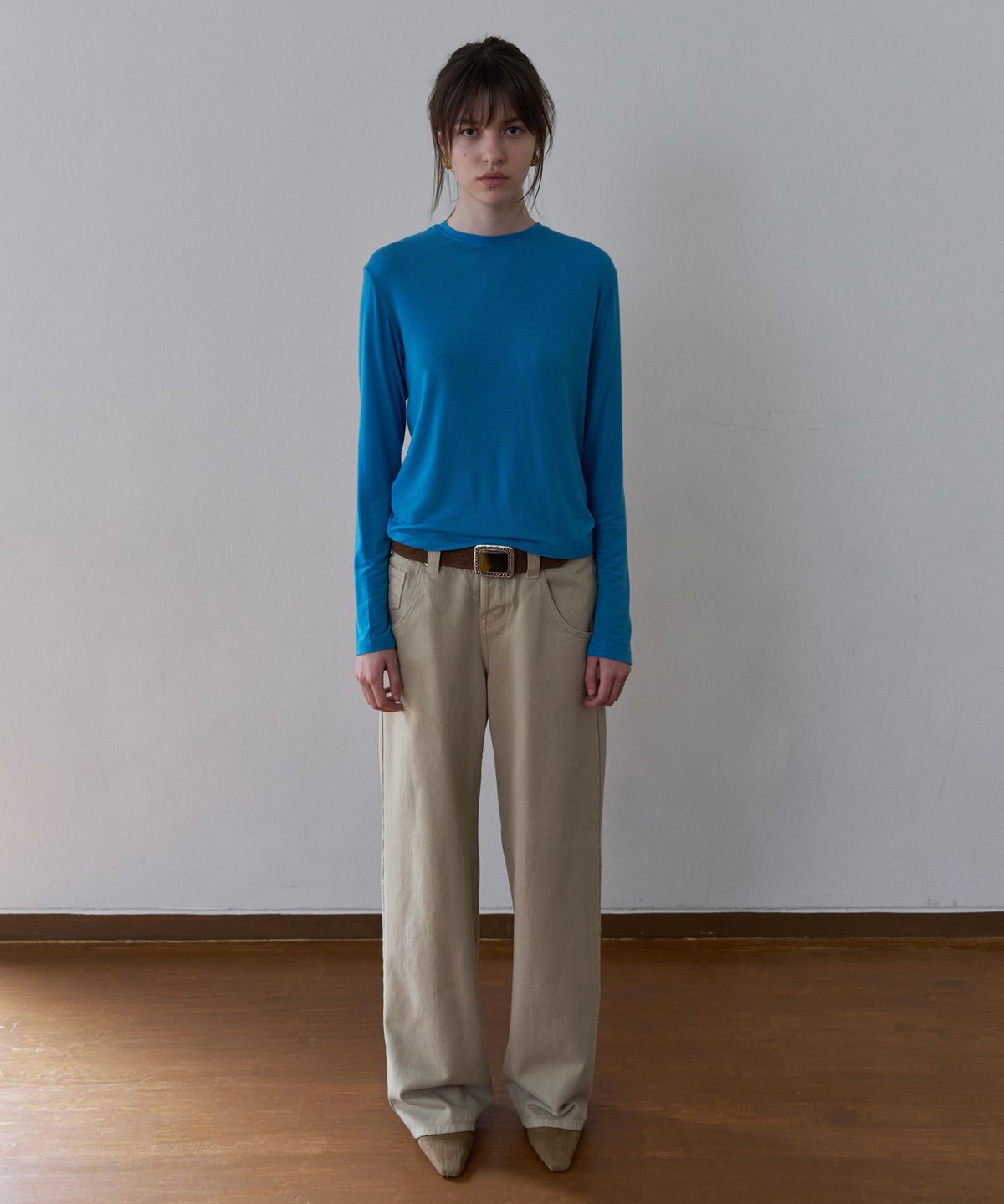 오버듀플레어(OVERDUEFLAIR) [26FW] SOFT WOOL TENCEL T-SHIRT_CERULEAN BLUE