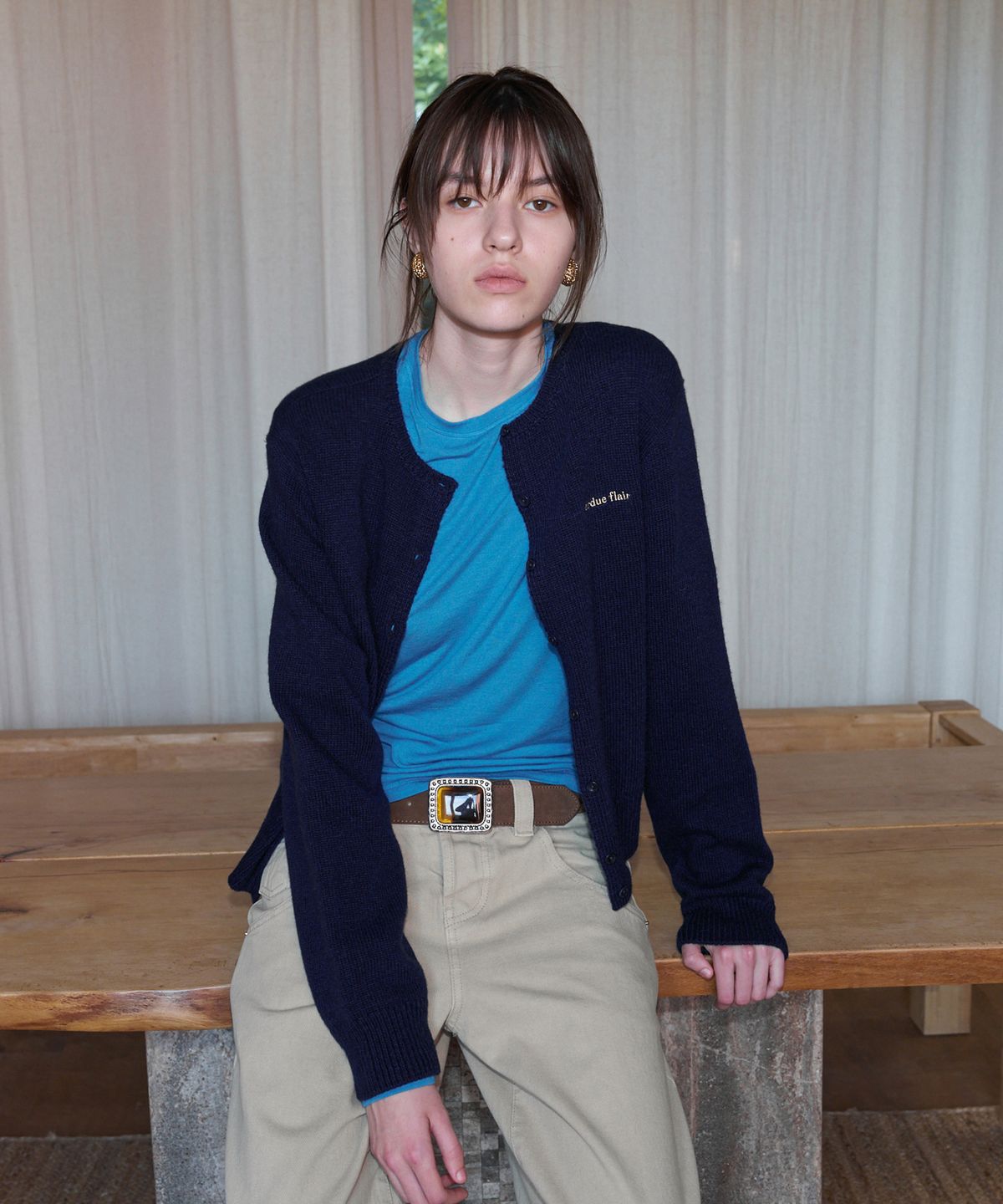 오버듀플레어(OVERDUEFLAIR) [26FW] SOFT WOOL TENCEL T-SHIRT_CERULEAN BLUE