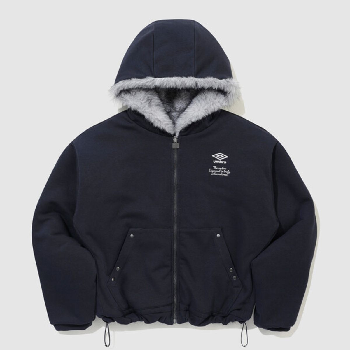 엄브로(UMBRO) 우먼스 퍼 리버서블 쭈리 후드집업 네이비 UR322CFJ99