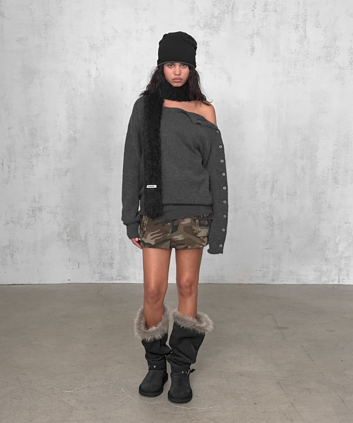 샌드릭(SANDRIC) Button Mini Skirt_CAMO