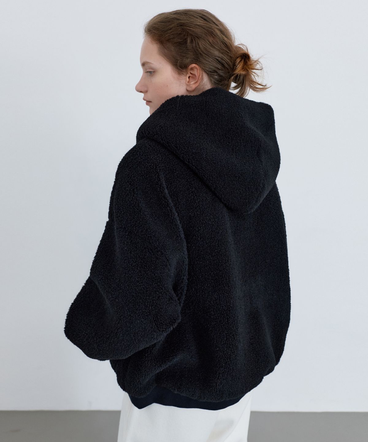 유라고(URAGO) Fleece two way hood zip-up_Black