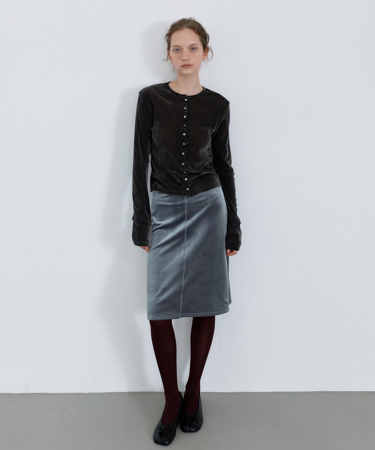유라고(URAGO) Velvet sleeveless cardigan set