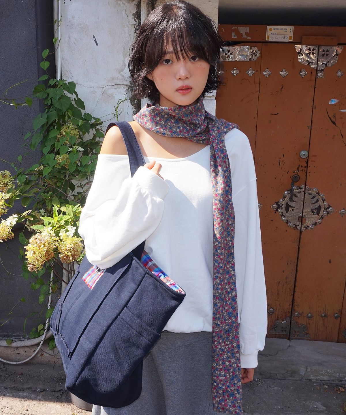 샐볼(SALBOL) PATCH REVERSIBLE BIG TOTE BAG [NAVY]