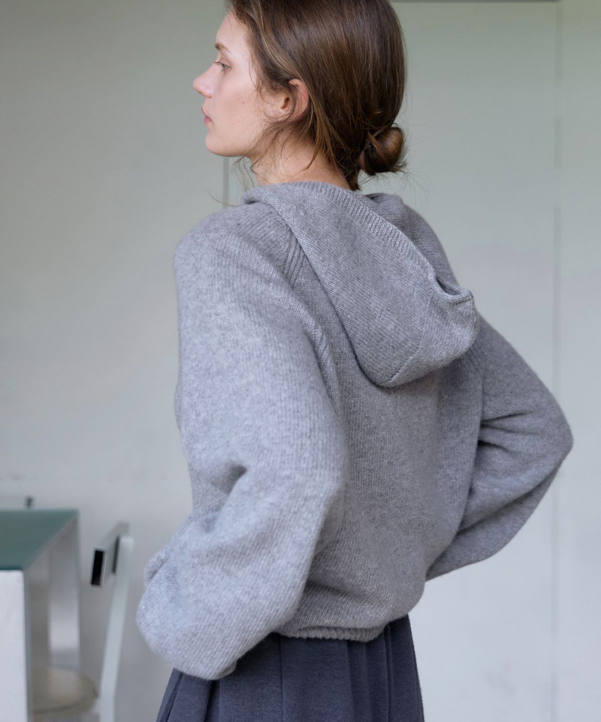 유라고(URAGO) Wholegarment button hood knit