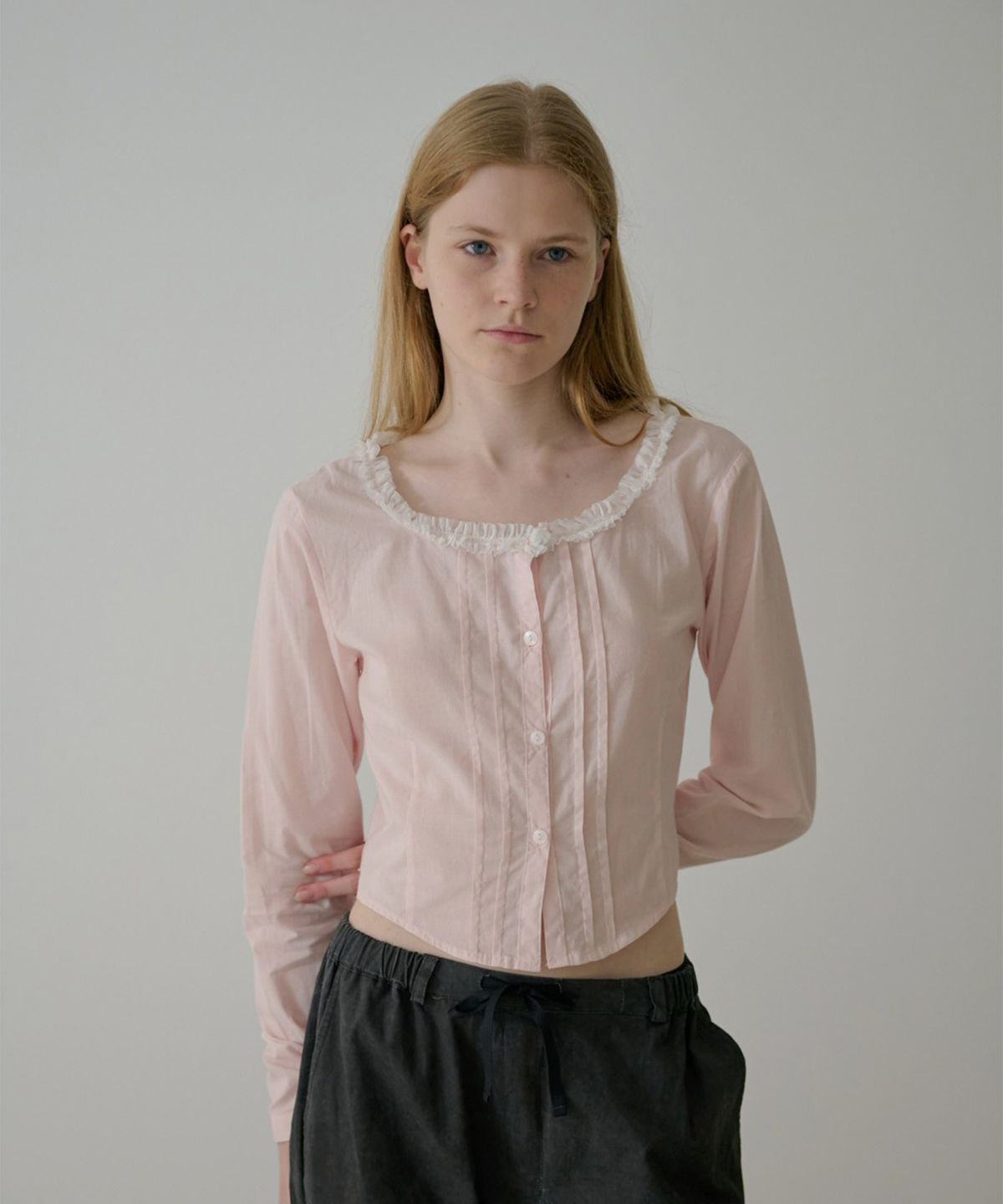 소프트서울(SOFT SEOUL) COTTON GAUZE PIN TUCK BLOUSE_PINK