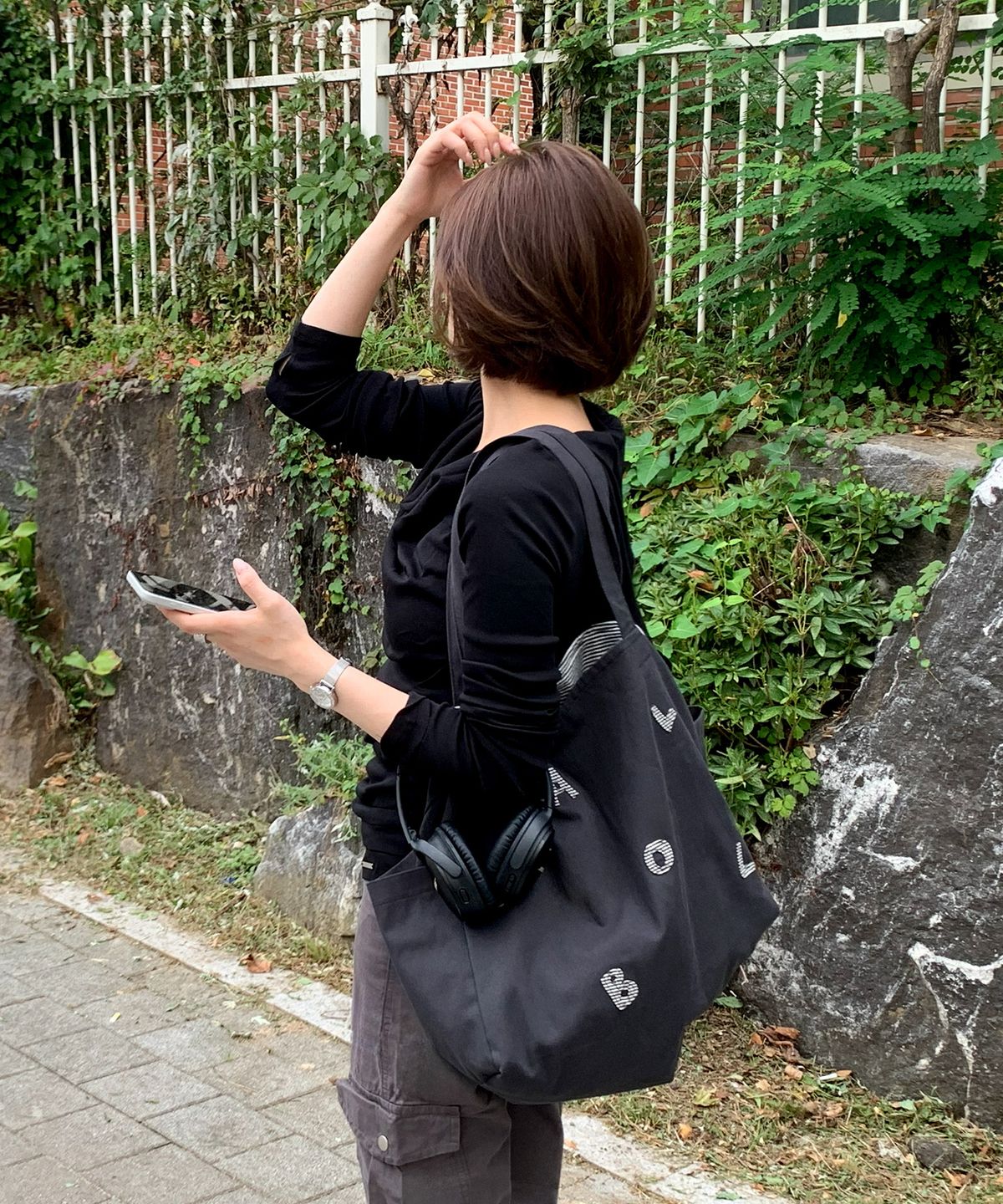 샐볼(SALBOL) FLIP-OVER BIG TOTE BAG [CHARCOAL]