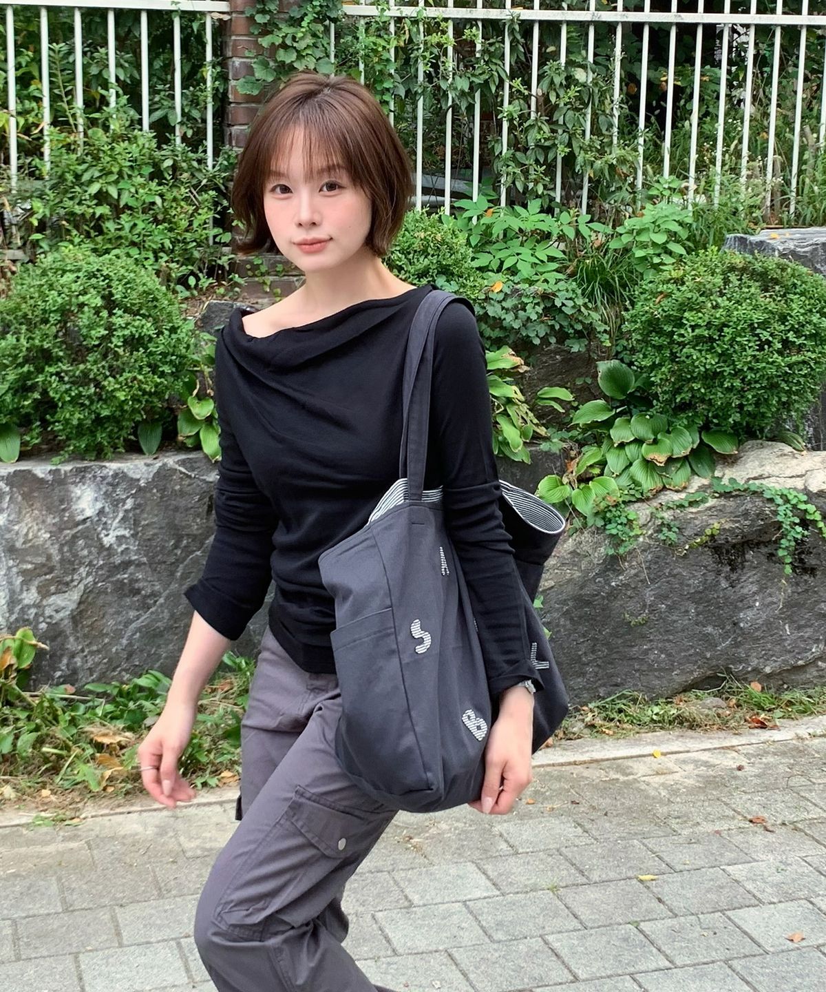 샐볼(SALBOL) FLIP-OVER BIG TOTE BAG [CHARCOAL]