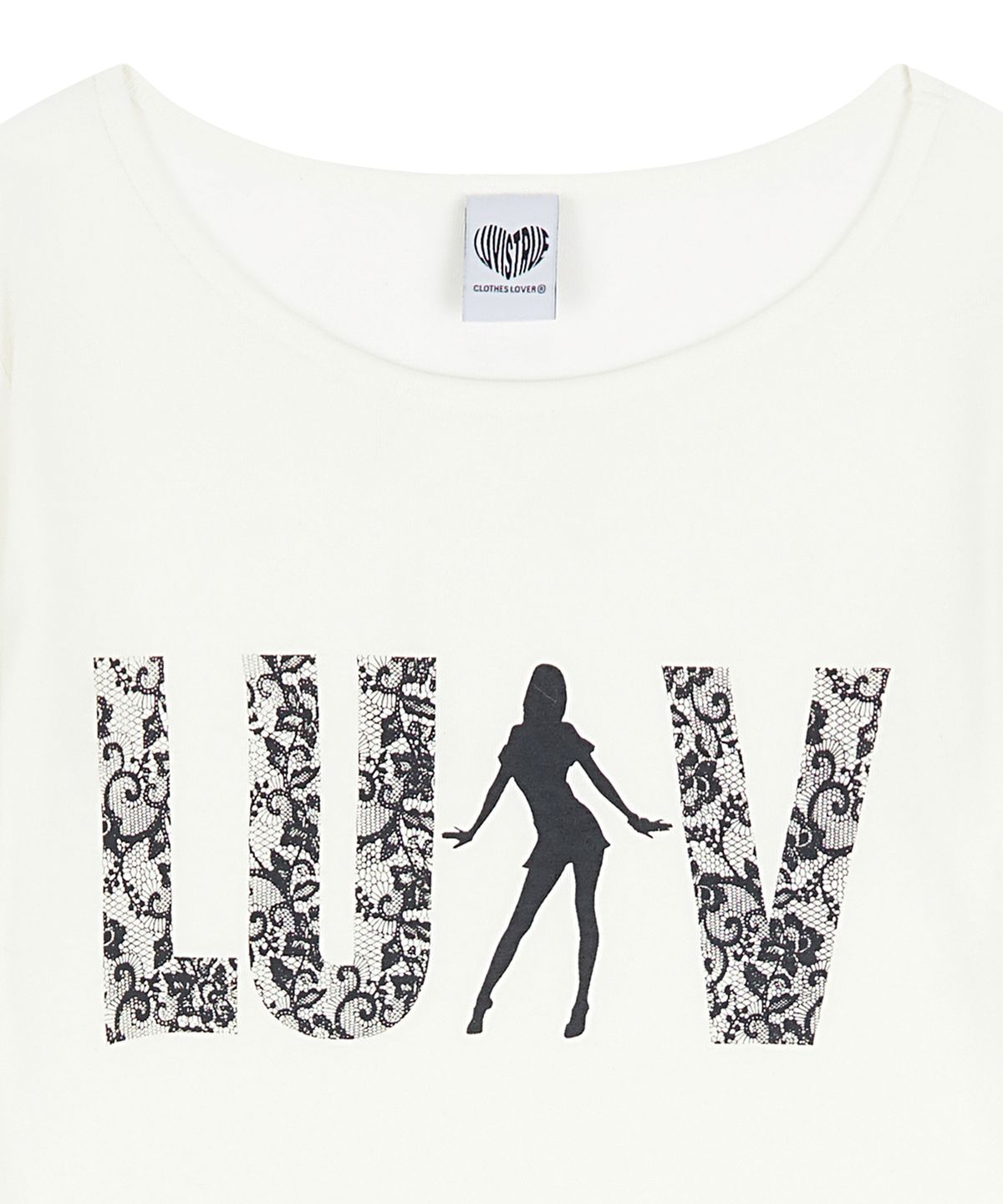 러브이즈트루(LUVISTRUE) RL LACE LUV SLEEVE TEE(IVORY)