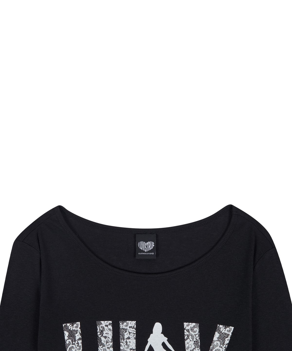러브이즈트루(LUVISTRUE) RL LACE LUV SLEEVE TEE(BLACK)