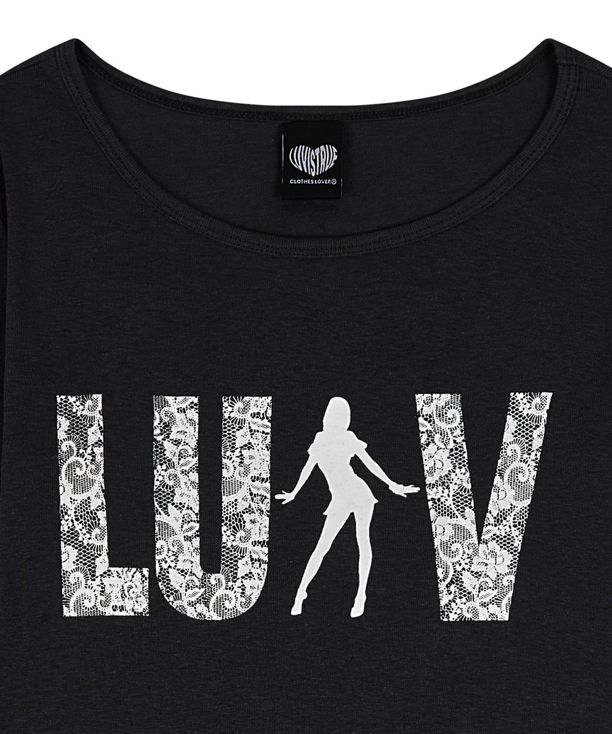 러브이즈트루(LUVISTRUE) RL LACE LUV SLEEVE TEE(BLACK)