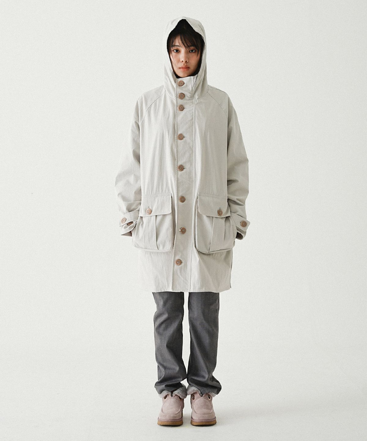 사파리스팟(SAFARISPOT) 사이드 패널 후디 자켓 (아이보리)