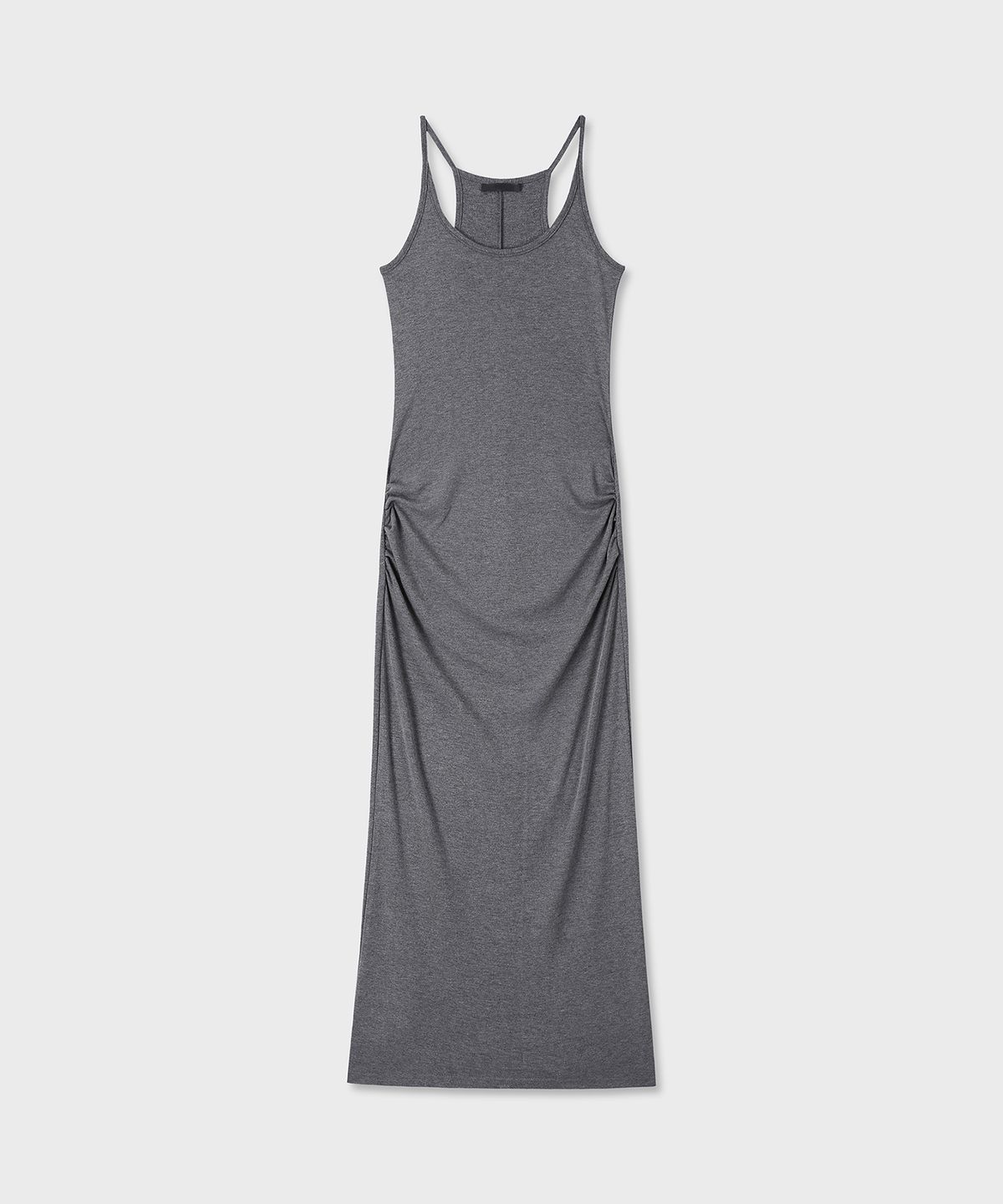 다이브인 우먼(DIVEIN WOMEN) SIDE SHIRRING SLEEVELESS MAXI DRESS (CHARCOAL)