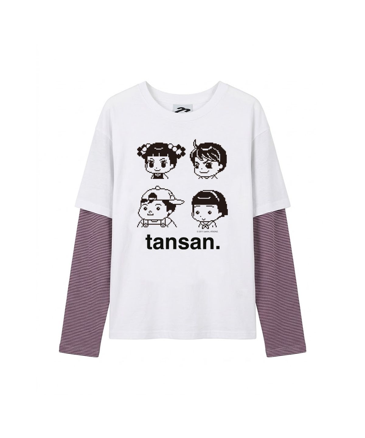 탄산마그네슘(TANSANMAGNESIUM) 안녕자두야X탄산 프렌즈 픽셀 레이어드 롱슬리브 (화이트)