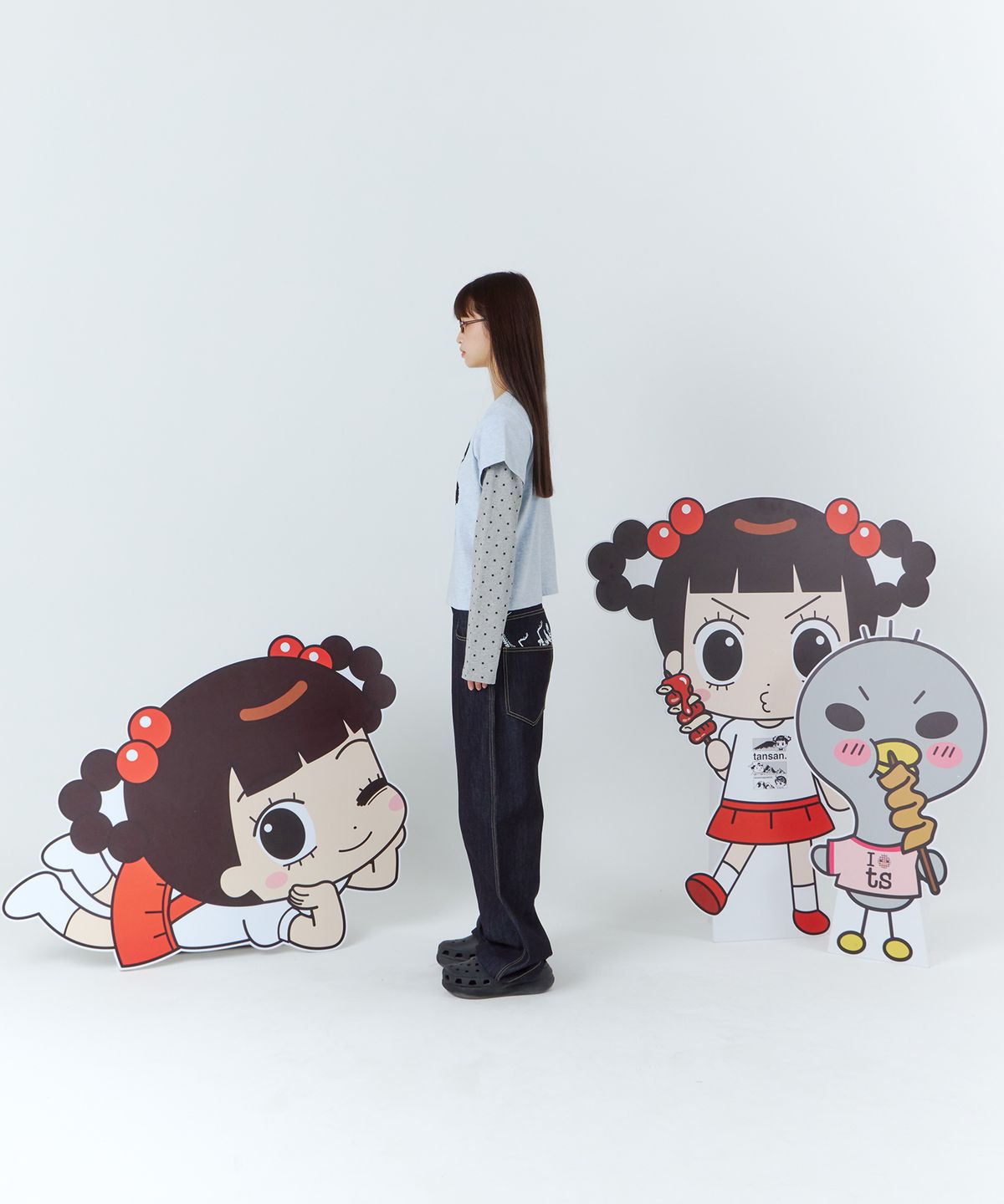 탄산마그네슘(TANSANMAGNESIUM) 안녕자두야X탄산 프렌즈 픽셀 레이어드 롱슬리브 (스카이블루)