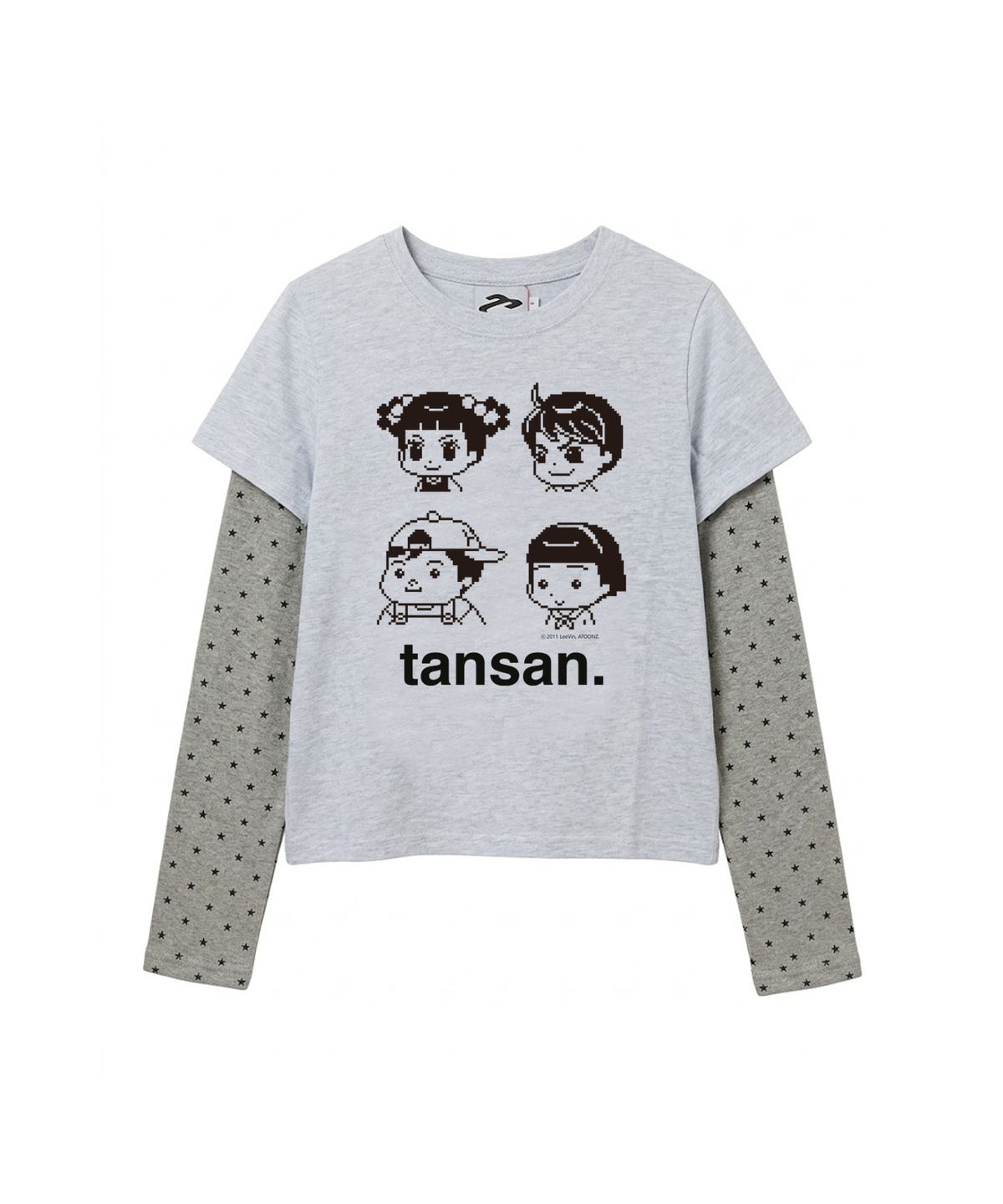탄산마그네슘(TANSANMAGNESIUM) 안녕자두야X탄산 프렌즈 픽셀 레이어드 롱슬리브 (스카이블루)