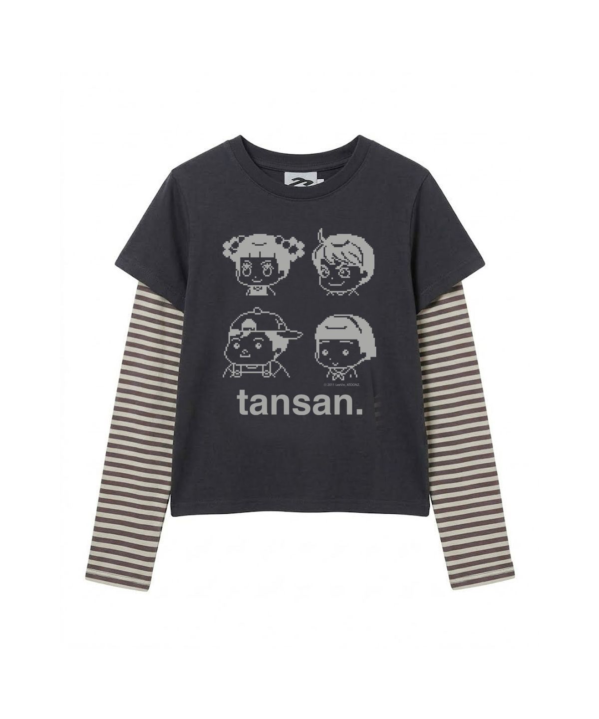 탄산마그네슘(TANSANMAGNESIUM) 안녕자두야X탄산 프렌즈 픽셀 레이어드 롱슬리브 (네이비)