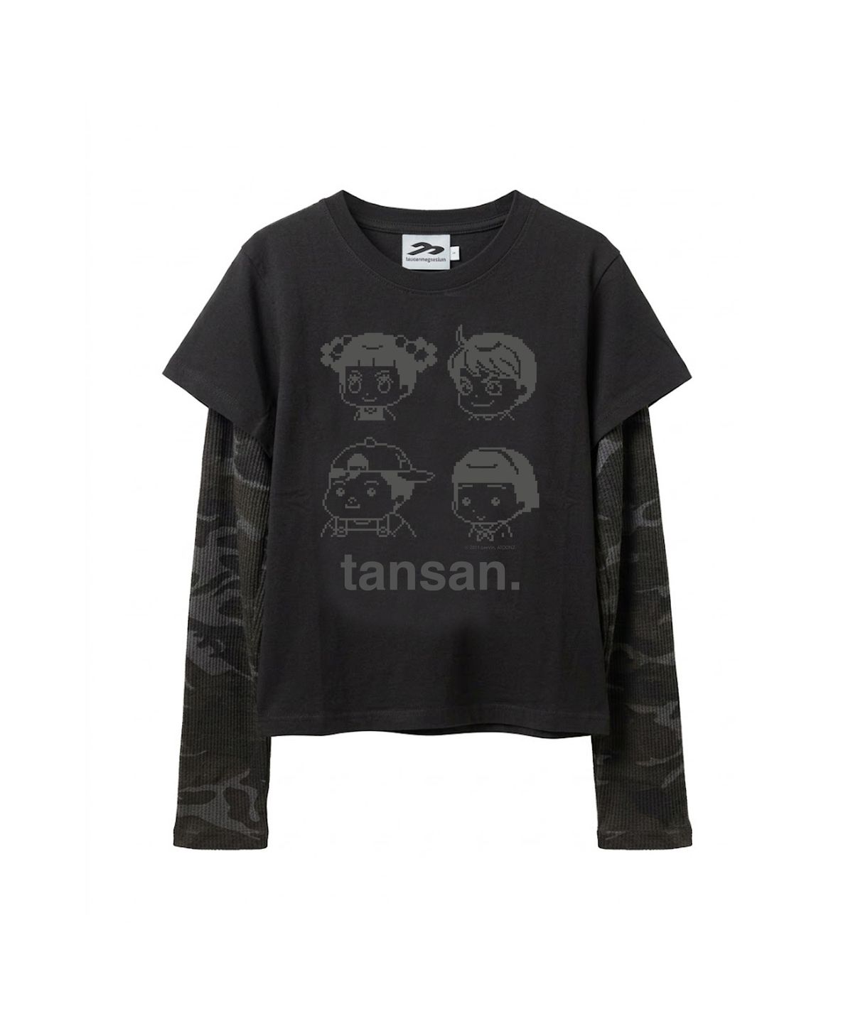 탄산마그네슘(TANSANMAGNESIUM) 안녕자두야X탄산 프렌즈 픽셀 레이어드 롱슬리브 (블랙)