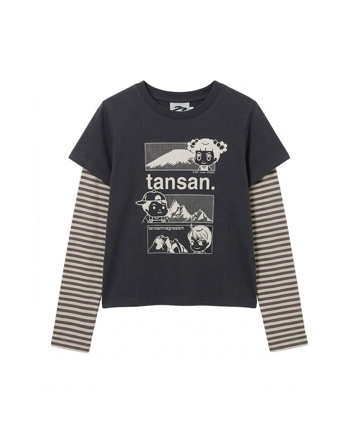탄산마그네슘(TANSANMAGNESIUM) 안녕자두야X탄산 마운틴 자두 레이어드 롱슬리브 (네이비)