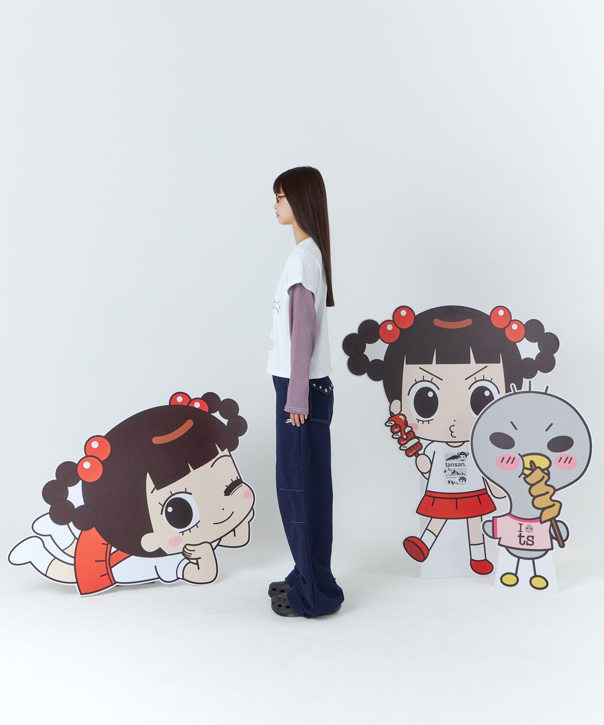 탄산마그네슘(TANSANMAGNESIUM) 안녕자두야X탄산 Super 자두 레이어드 롱슬리브 (화이트/레드)