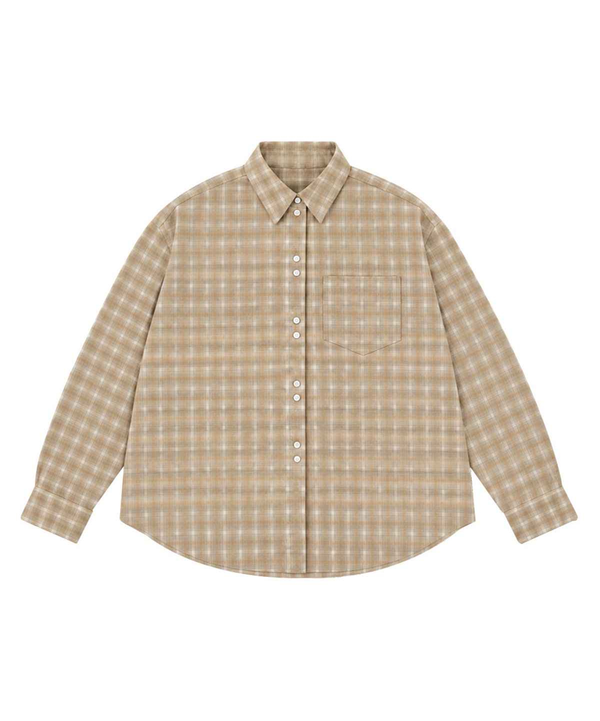 소프트서울(SOFT SEOUL) DOUBLE BUTTON CHECK SHIRT_BEIGE