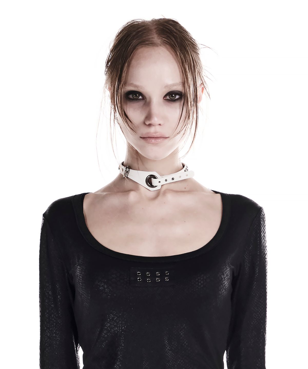 이양(EYANG) 2-WAY STUD LEATHER CHOKER WHITE