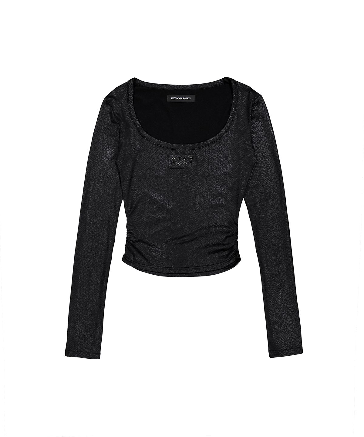 이양(EYANG) PYTHON U-NECK LONGSLEEVE TOP BLACK